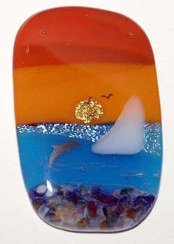 "Ocean Harbor Retreat" by Gloria Fuller, Lancaster WI - Glass Painting & Glass Fusing with Silk Screen Enamel (NFS)